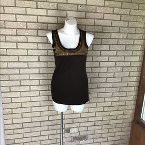 ANA brown beaded tank top size large.